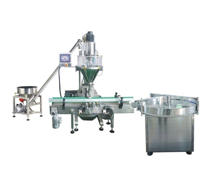 Machine de remplissage de poudre semi-automatique avec convoyeur d'alimentation