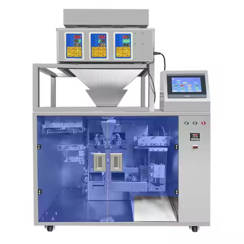 Machine automatique de ramassage/ouverture/remplissage/scellage de pochettes à fermeture éclair
